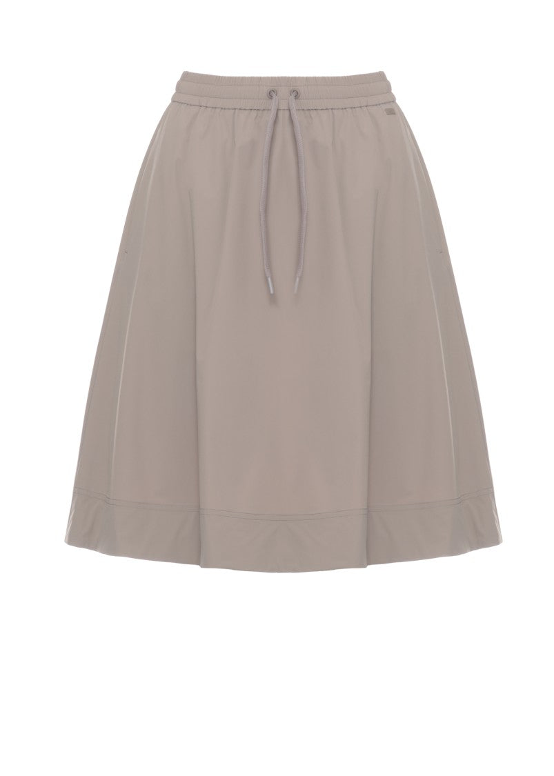 Herno Flared Beige Skirt With Adjustable Drawstrings And Side Pockets