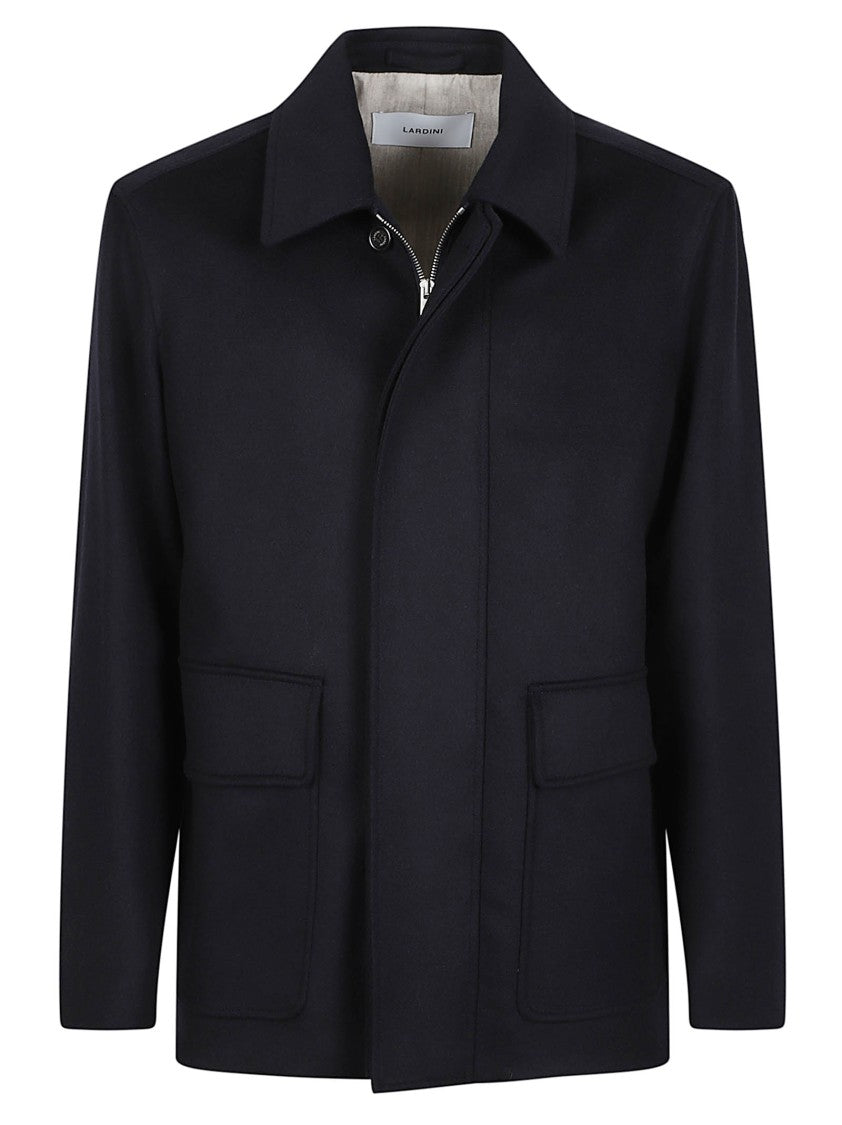 Lardini Black Virgin Wool Minimalist Jacket
