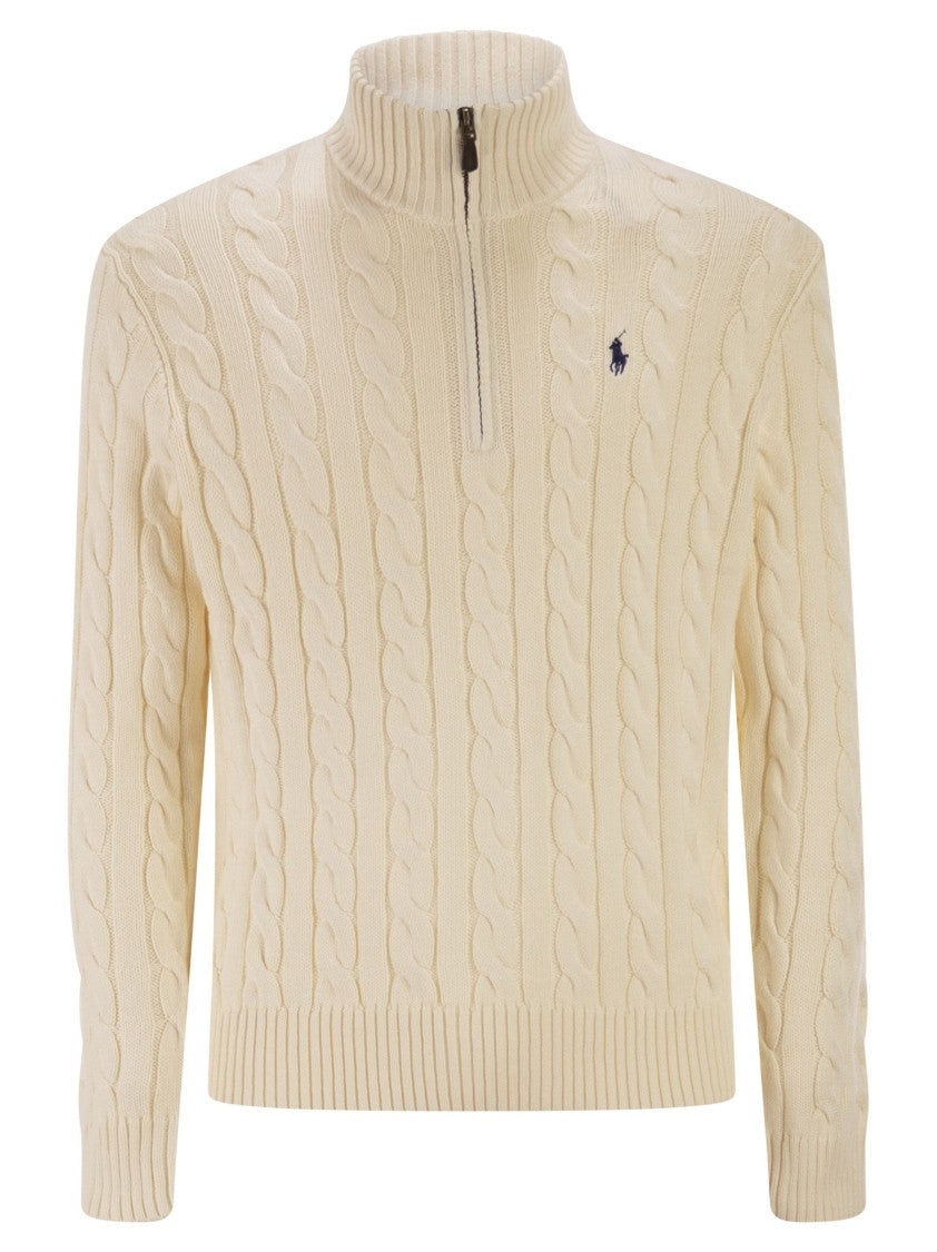 Polo Ralph Lauren Cotton Cable Knit Jumper With Zip Fastening