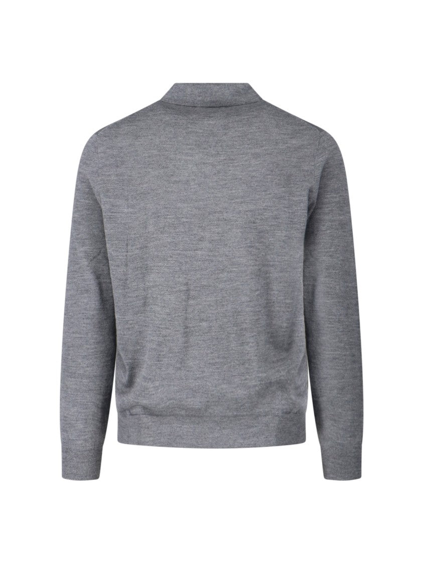 Polo Ralph Lauren Wool Knit Shirt With Logo – Grey