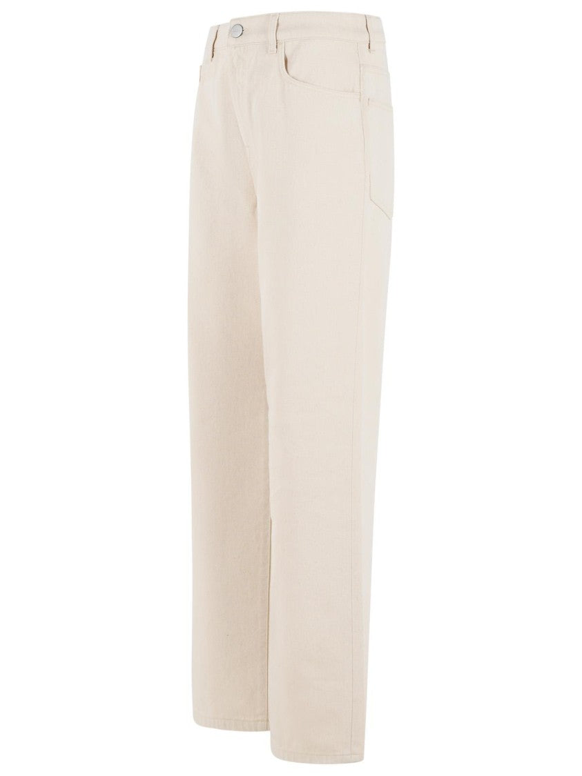 Róhe 'Bruun' Baggy Jeans In Cream Cotton