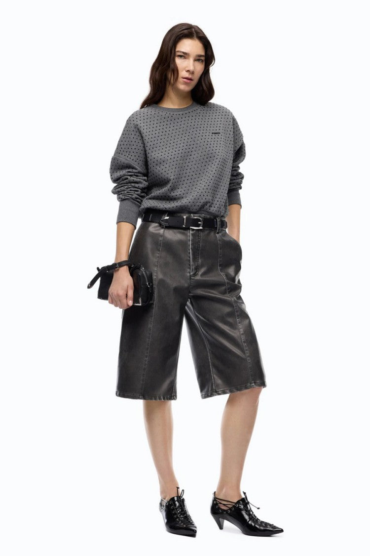 Pinko Grey Cotton Studded Sweatshirt