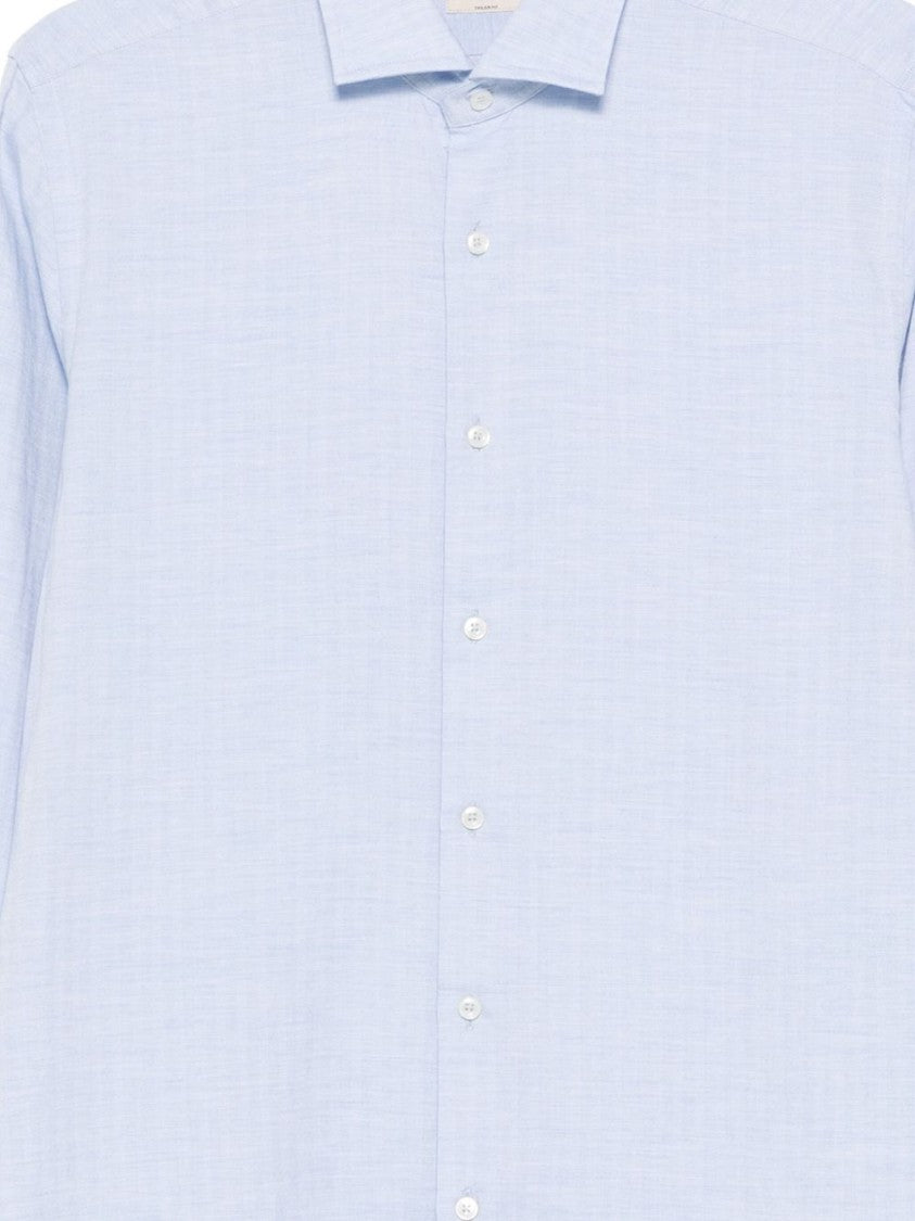 Xacus Light Blue Checked Tailored-Fit Shirt