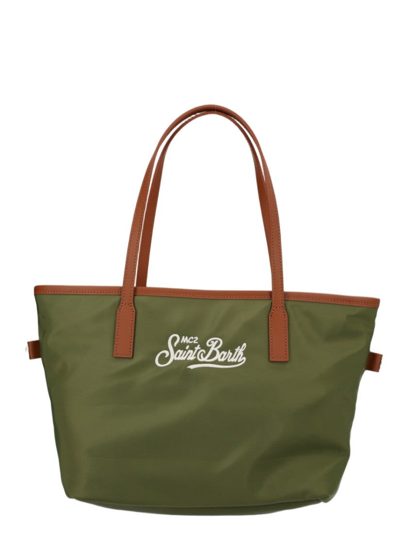 Mc2 Saint Barth Medium Tote Bag In Smooth Nylon With Leather Trim