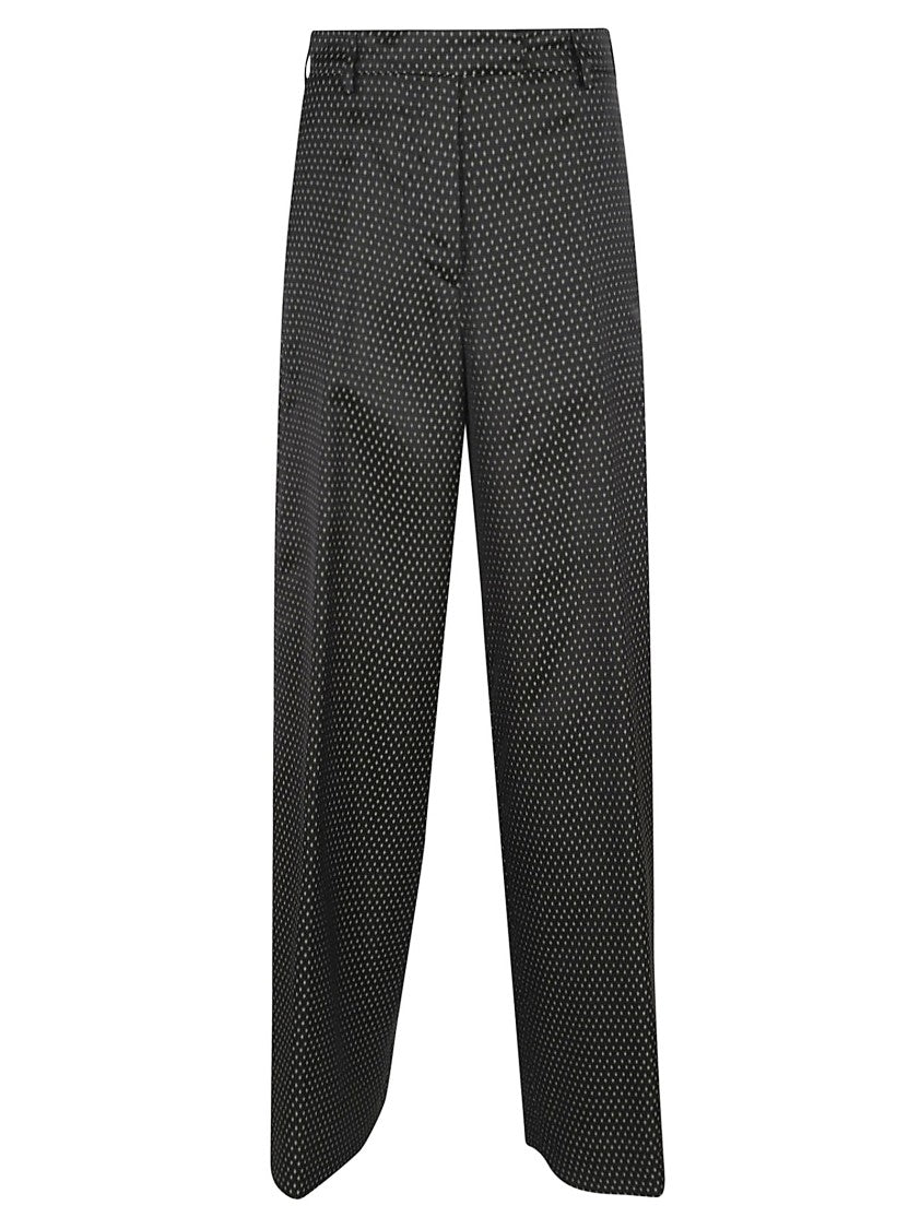 Dries Van Noten Cropped Wide-Leg Trousers With Dotted Pattern