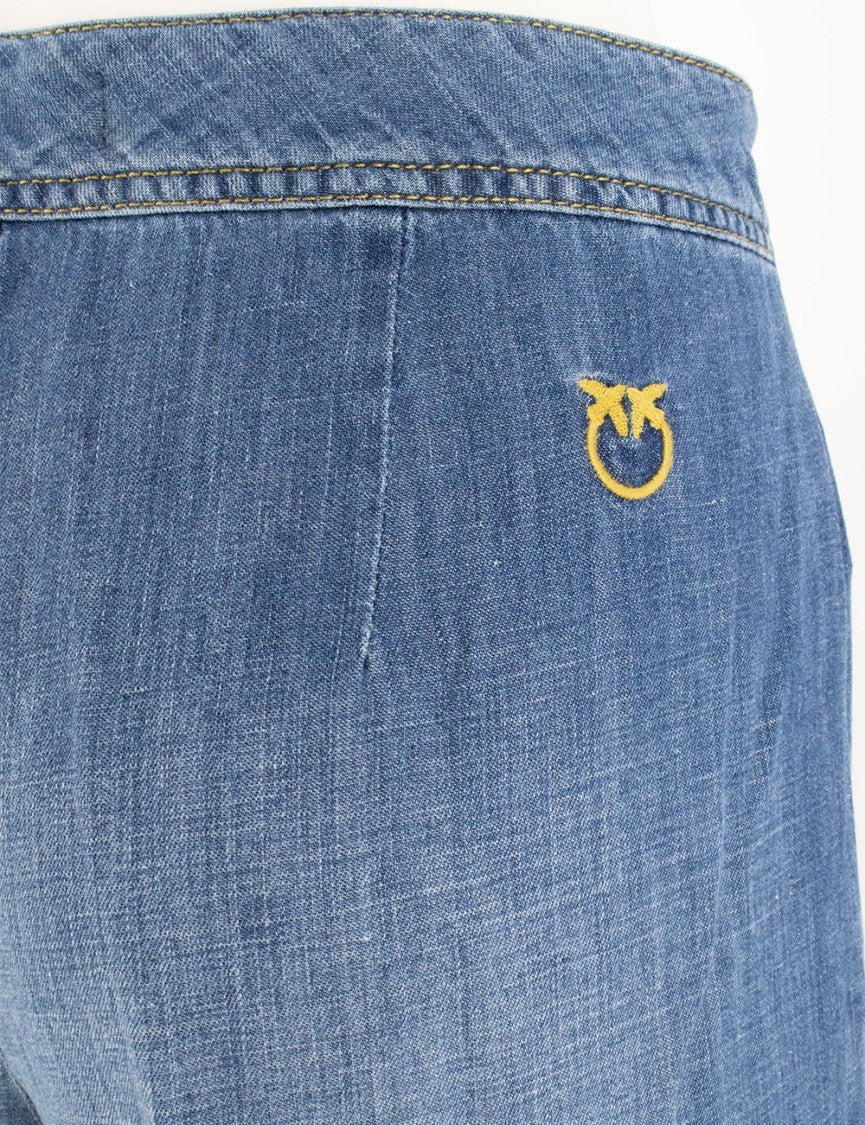 Pinko High-Waisted Wide-Leg Jeans With Vintage Wash