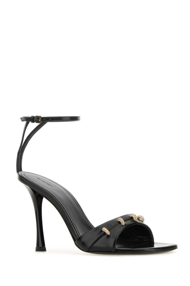 Givenchy Black Leather Stitch Sandals