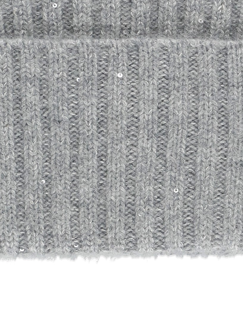 Fabiana Filippi Grey Wool-Blend Sequined Beanie