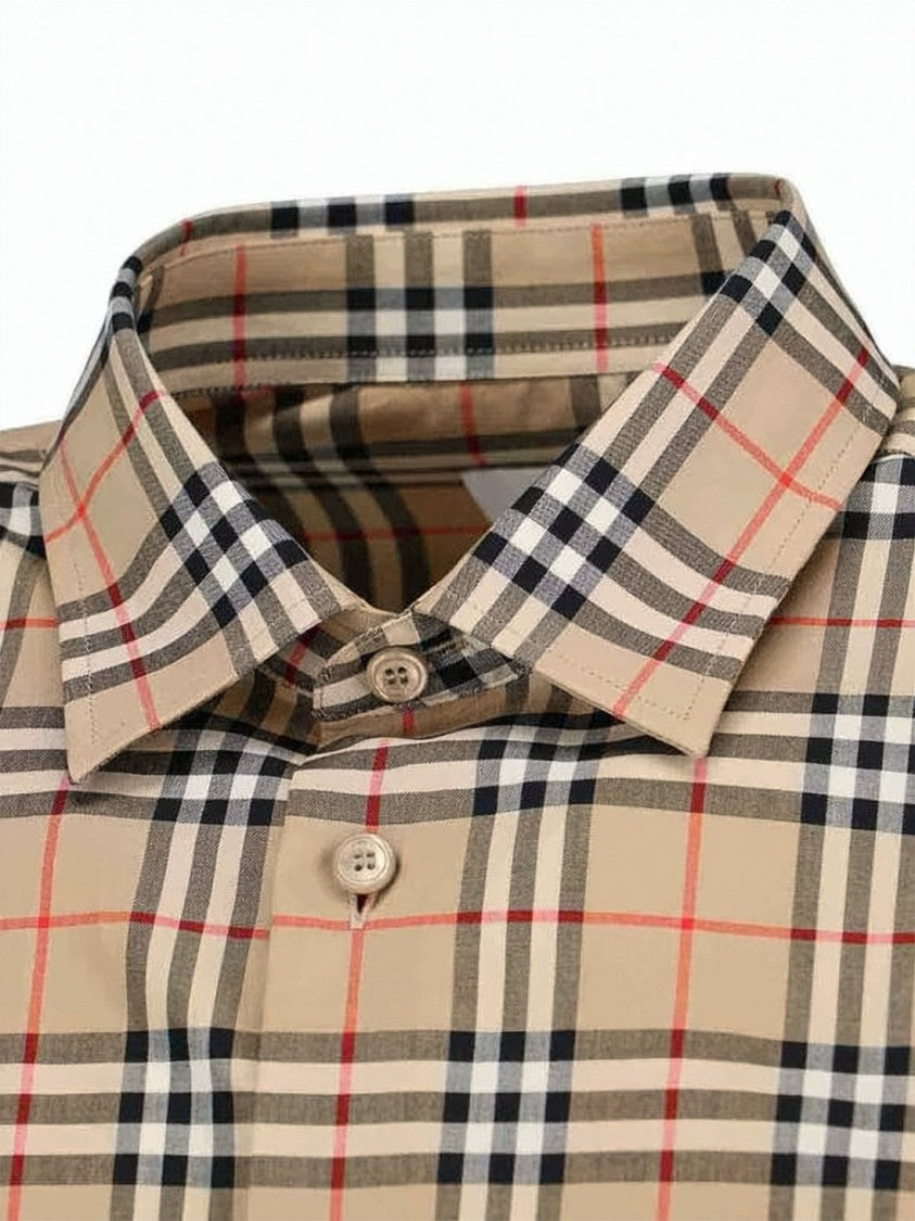 Burberry Check Pattern Long-Sleeved Button-Up Shirt