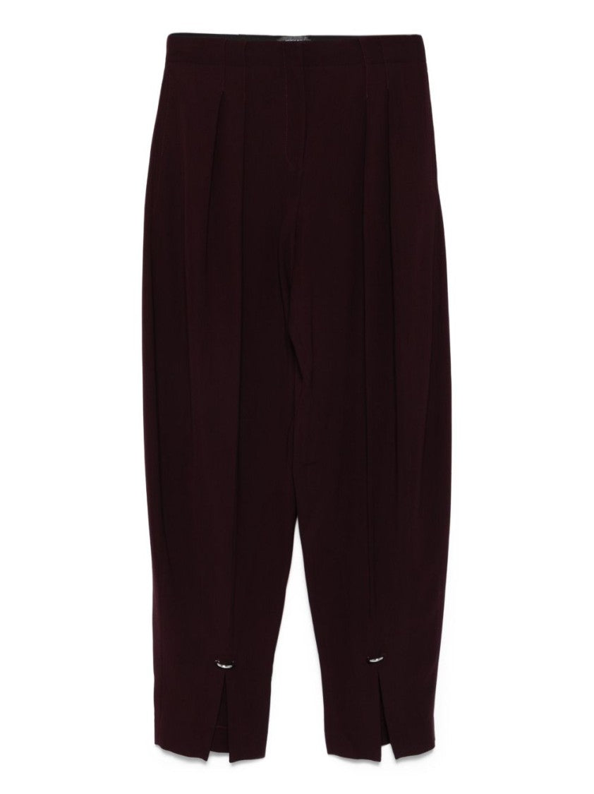 Mugler Red Pleated Front Split Hem Trousers