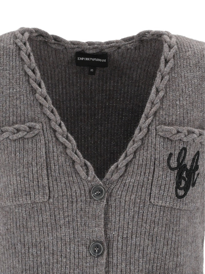 Emporio Armani Knitted Braided Trim Waistcoat