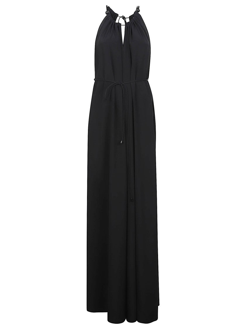 max mara halter dress Black Maxi With Neckline Feather dress