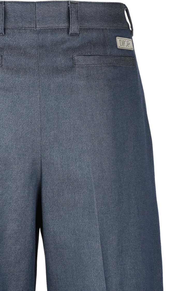 Dior Cotton Cashmere Elastane Trousers - Blue