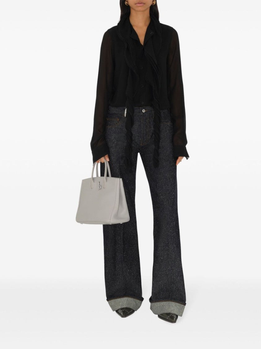 Burberry Structured Grey Bag With Textured Finish