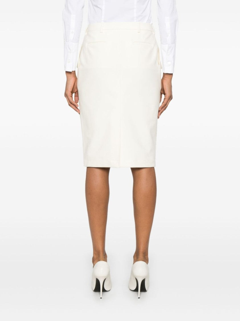 Tom Ford Tailored White Skirt With Concealed Fastening And Rear Slit