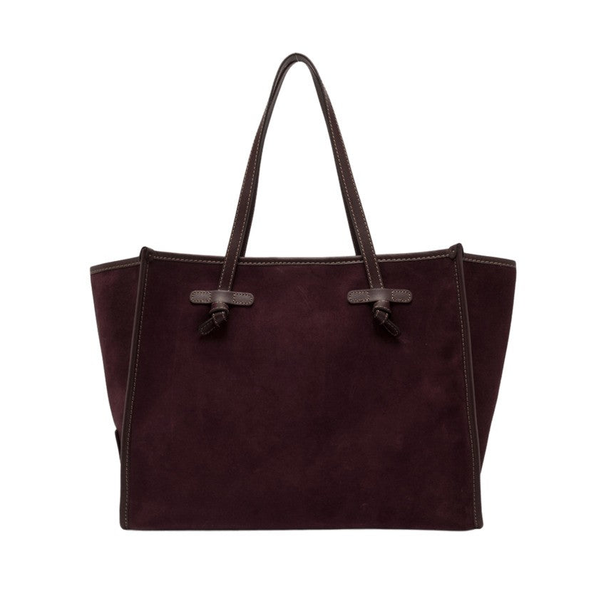 Marcella Amarone Suede Handbag With Leather Detailing