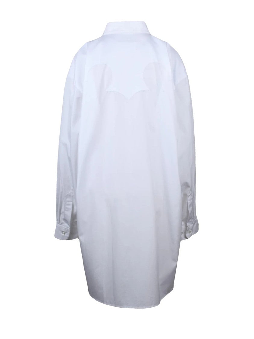 Maison Margiela Long Oversized White Cotton Shirt With Classic Collar And Button-Down Front