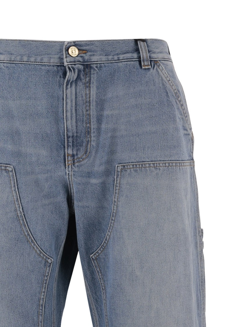 Versace Washed Blue Denim Jeans With Multi-Pocket Design