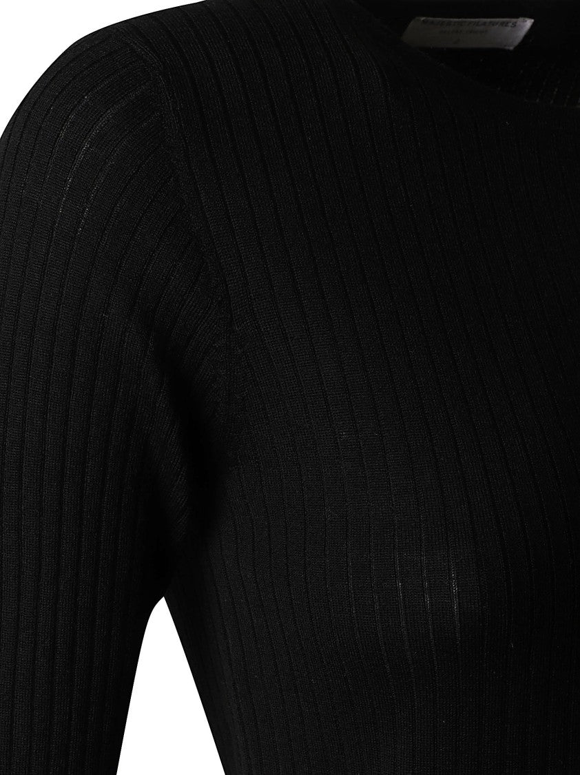 Majestic Filatures Fitted Long-Sleeve Top With Ribbed Texture And Round Neckline