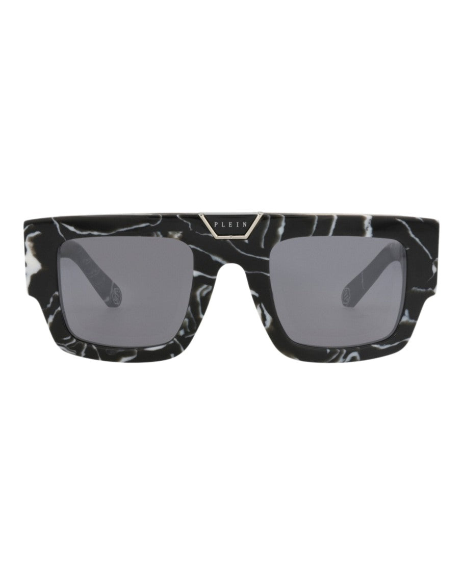Philipp Plein Square-Frame Acetate Sunglasses With Bold Marbled Design