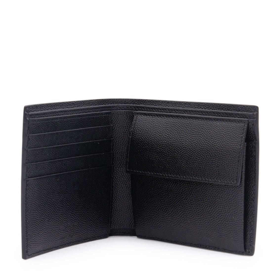 Saint Laurent Textured Bi-Fold Wallet With Embossed Logo