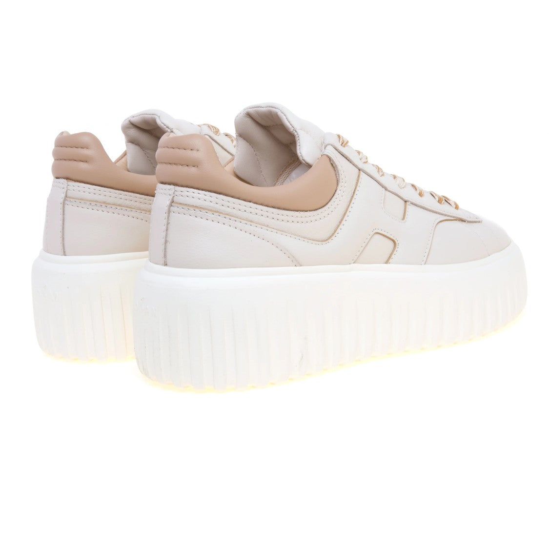 Hogan Ivory H-Stripes Leather Sneakers With Padded Collar