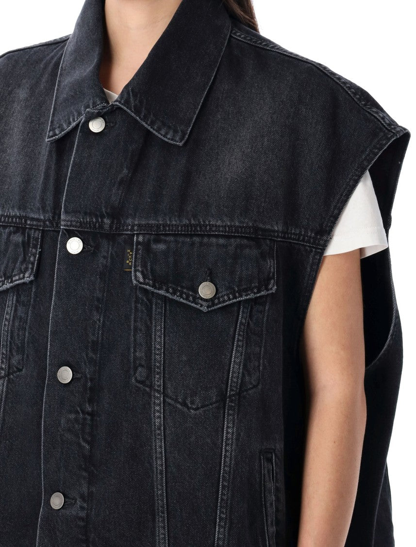 Haikure Gail Vintage-Inspired Relaxed Fit Black Denim Vest