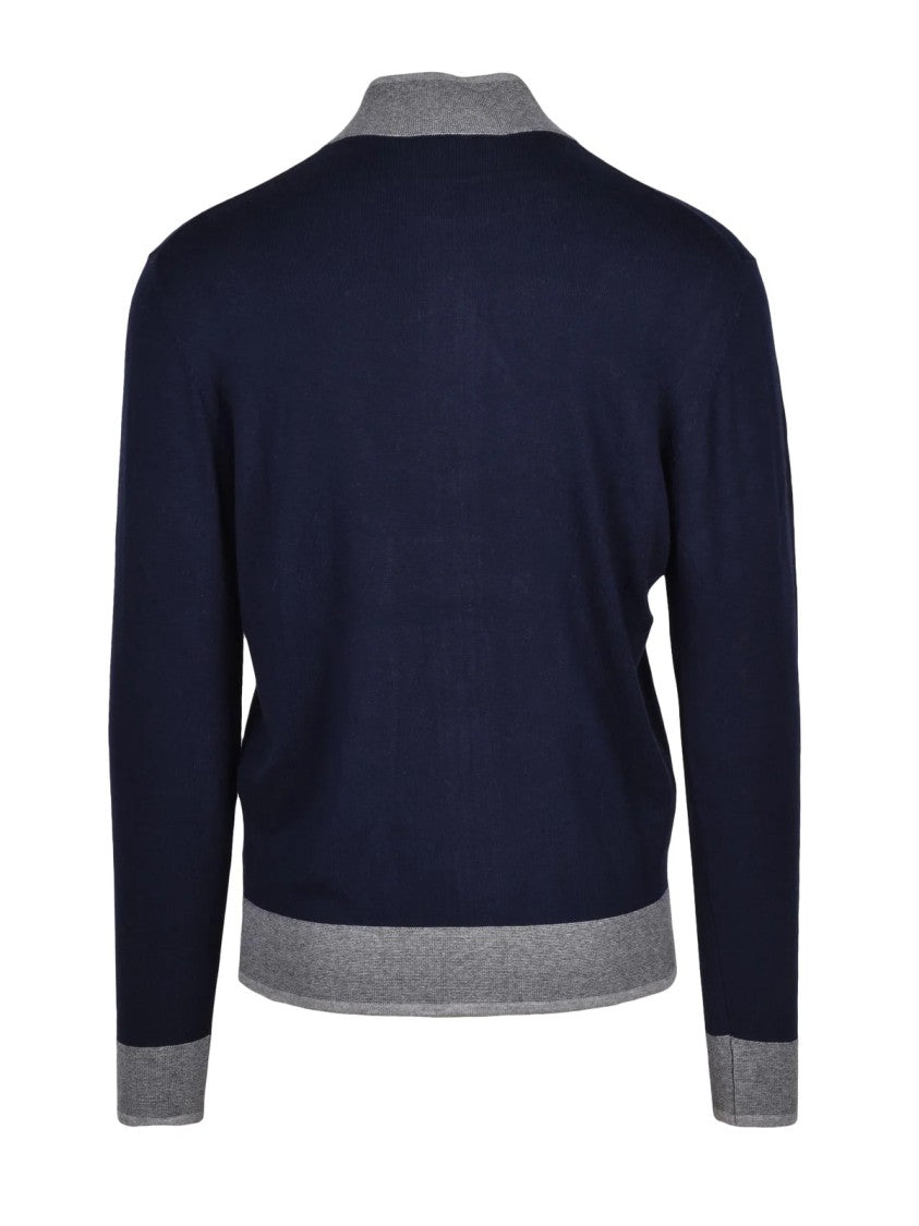 Cashmere Company P. Cashmere Blend Zip-Up Cardigan With Ribbed Accents