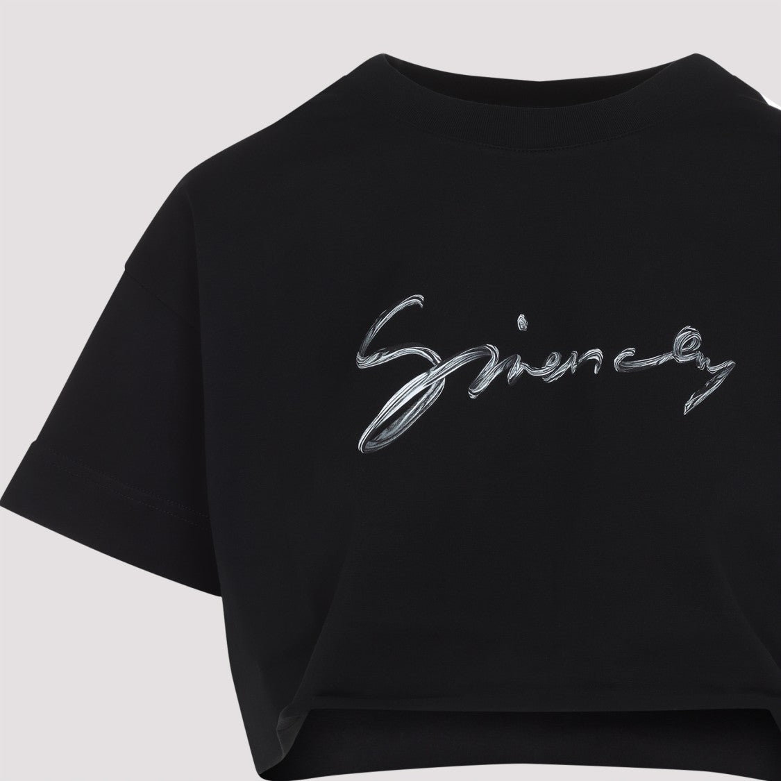 Givenchy Black Cotton Cropped Tee