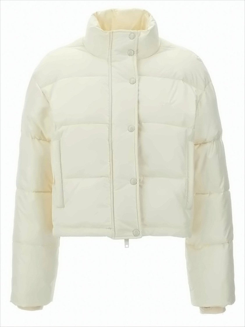 Courrèges Cropped Puffer Jacket With High Stand Collar And Snap Button Closure