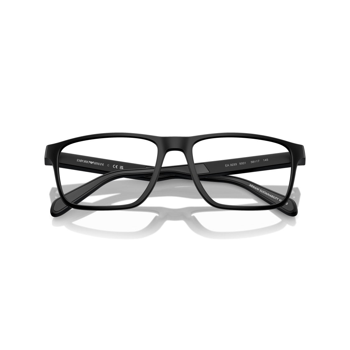Emporio Armani 0Ea3233 Rectangular Matte Black Eyeglasses With Minimalist Design