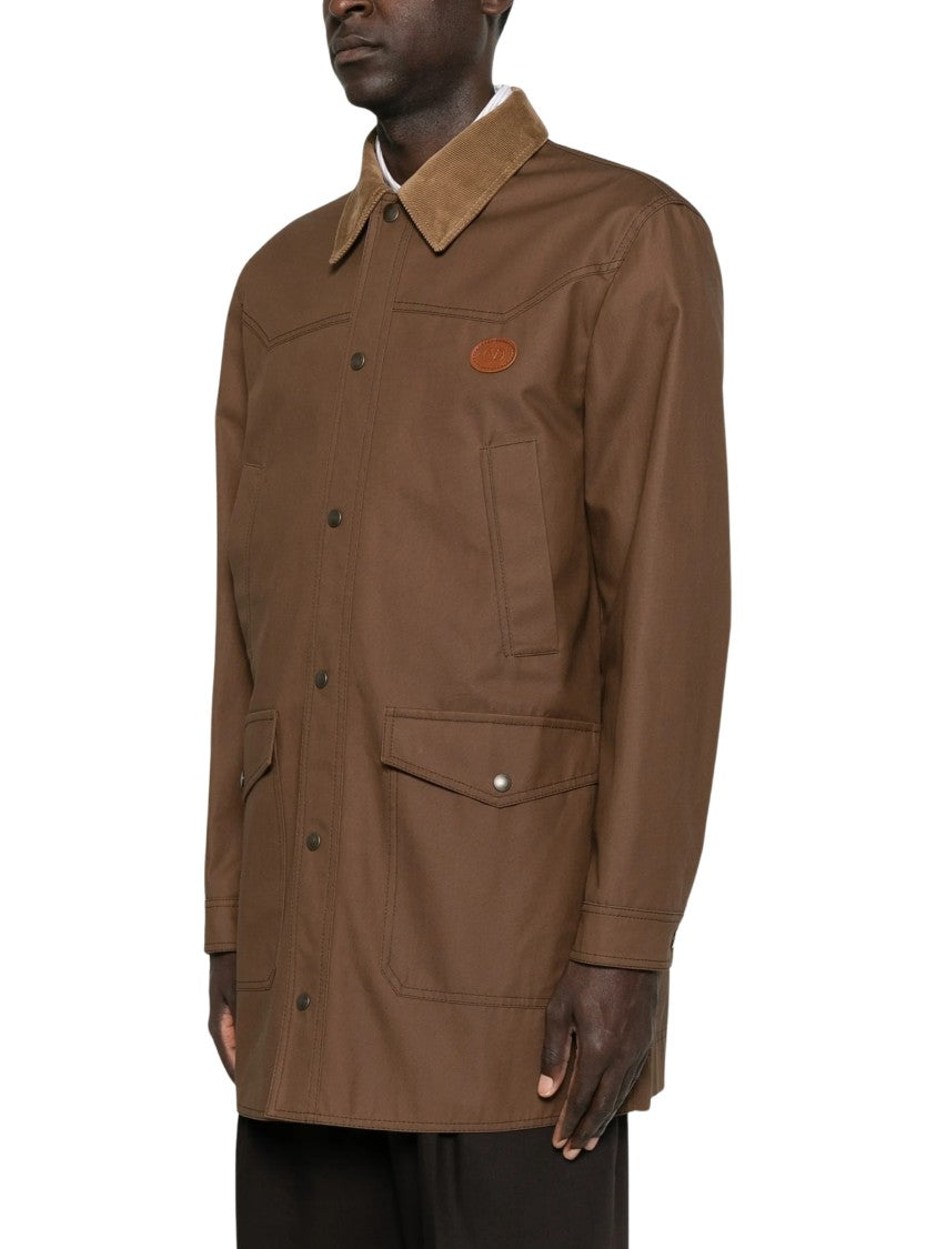 Valentino Vlogo Signature Suede-Collar Canvas Jacket