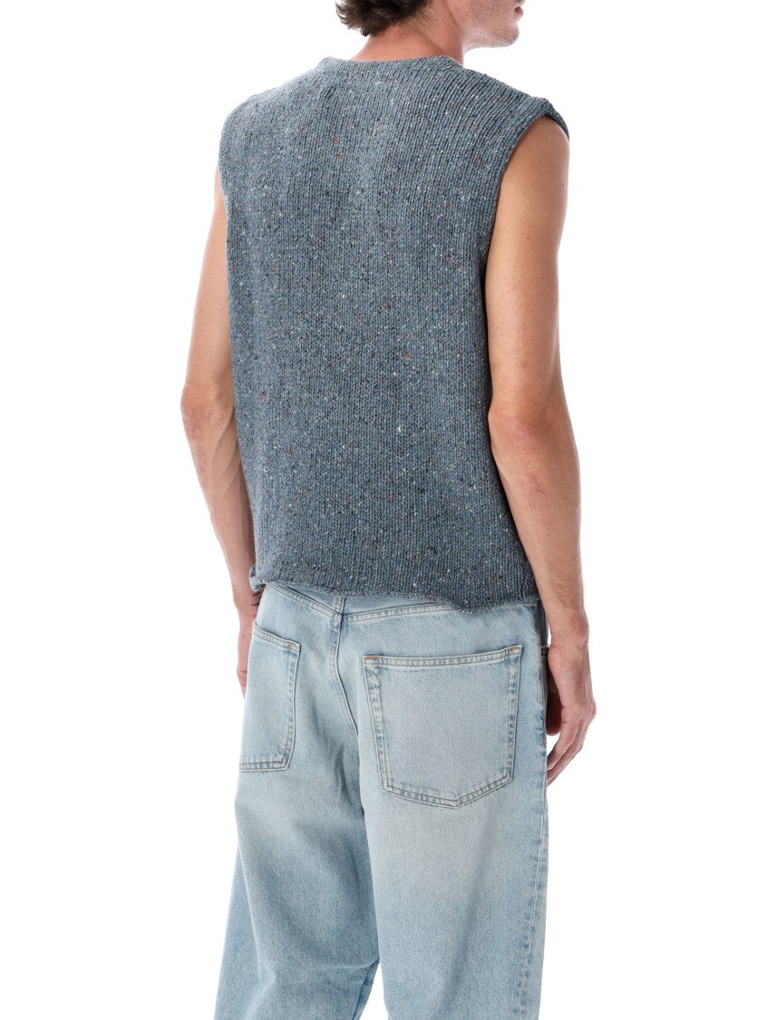 Erl Blue Mélange Knit Vest