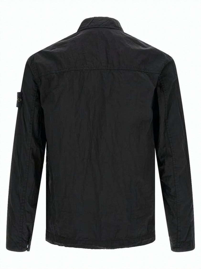 Stone Island Black Lightweight Matte Finish Zip Shirt