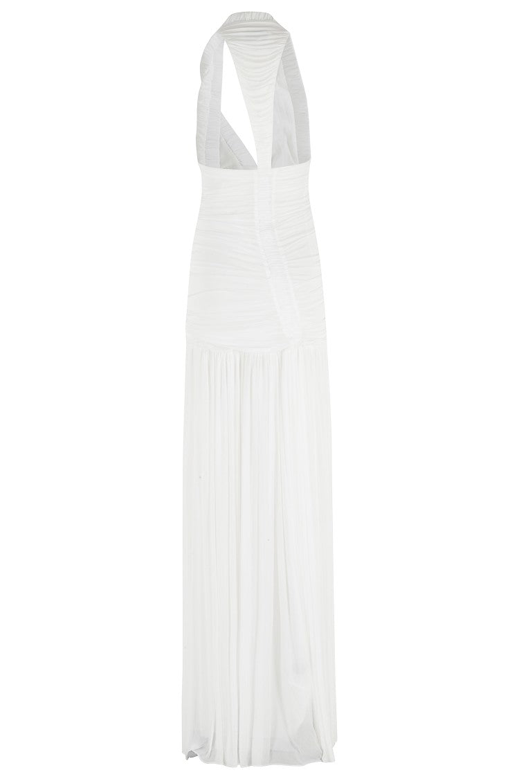 Christopher Esber White Orion Ruffled Hand-Carved Rayon-Blend Long Dress