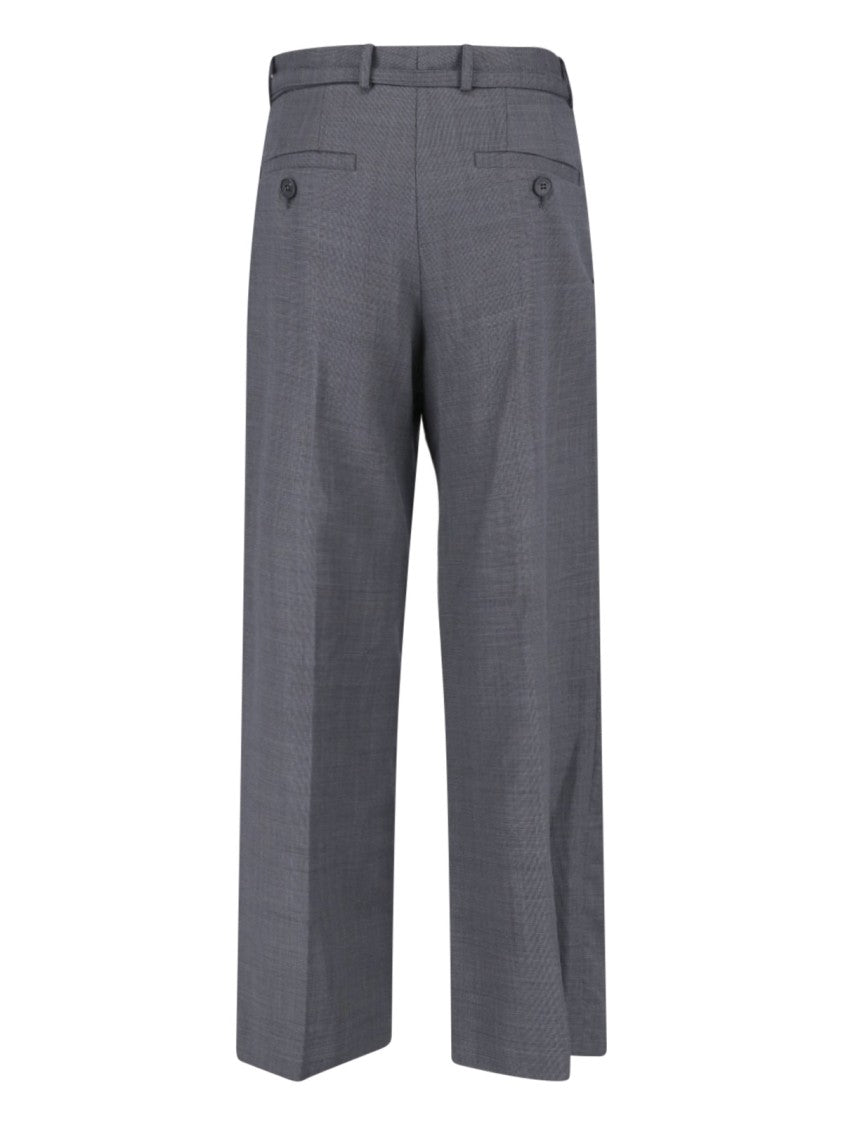 Eudon Choi Grey High-Waisted Tailored Virgin Trousers