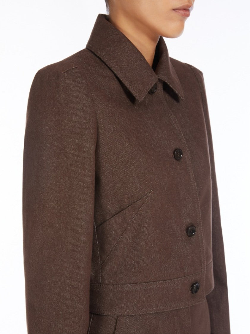 Max Mara Cropped Brown Coat With Classic Collar