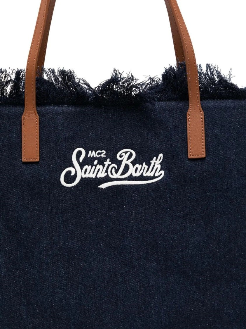 Mc2 Saint Barth Large Tote Bag With Frayed Edges
