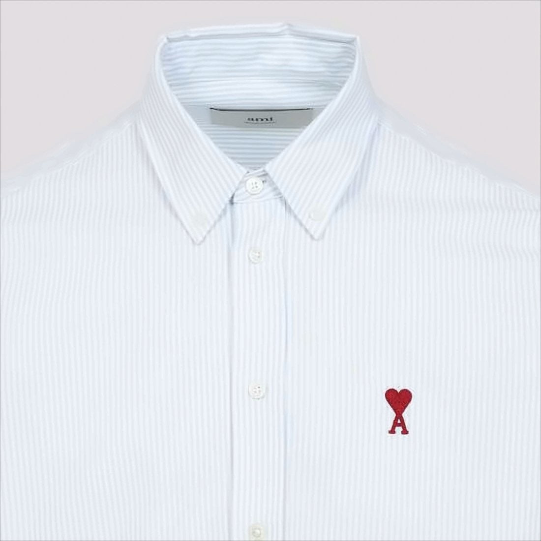 Ami Paris Light Blue And White Pinstripe Long-Sleeve Shirt