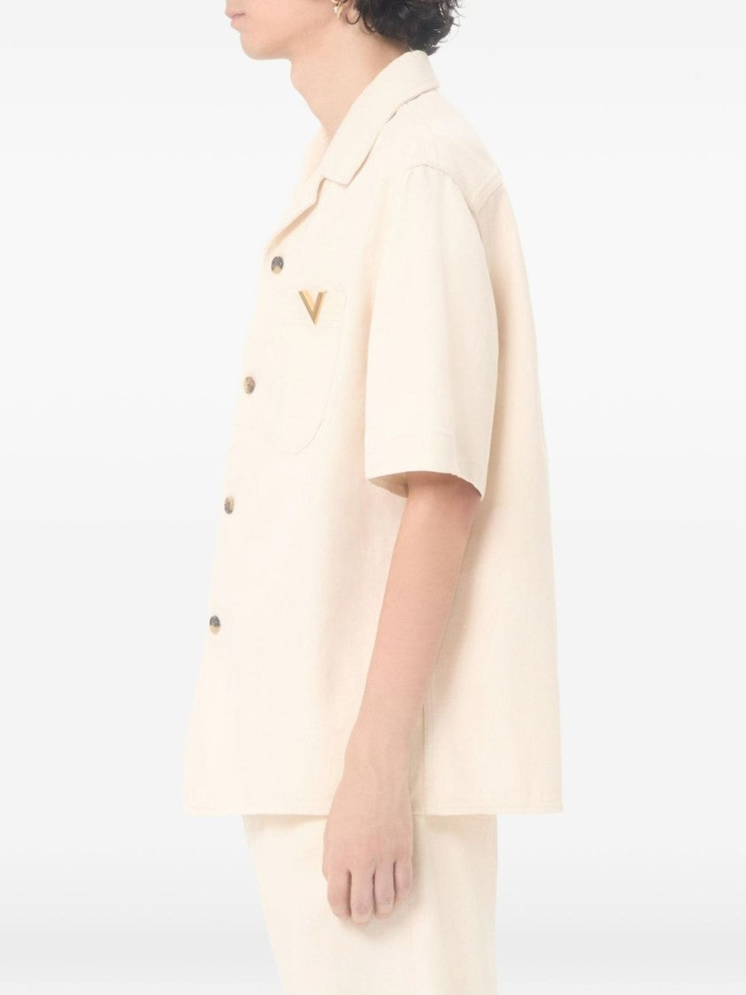 Valentino Garavani Boxy Short-Sleeve Shirt With Camp Collar