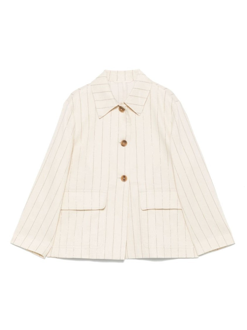 Seventy Sergio Tegon Lightweight Linen Blend Outerwear With Pinstripe Detail