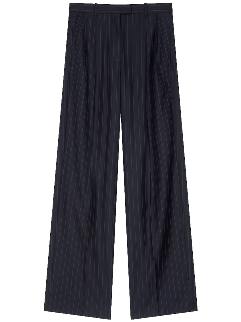 Givenchy Double Pleat Wide-Leg Pinstripe Wool Formal Pants