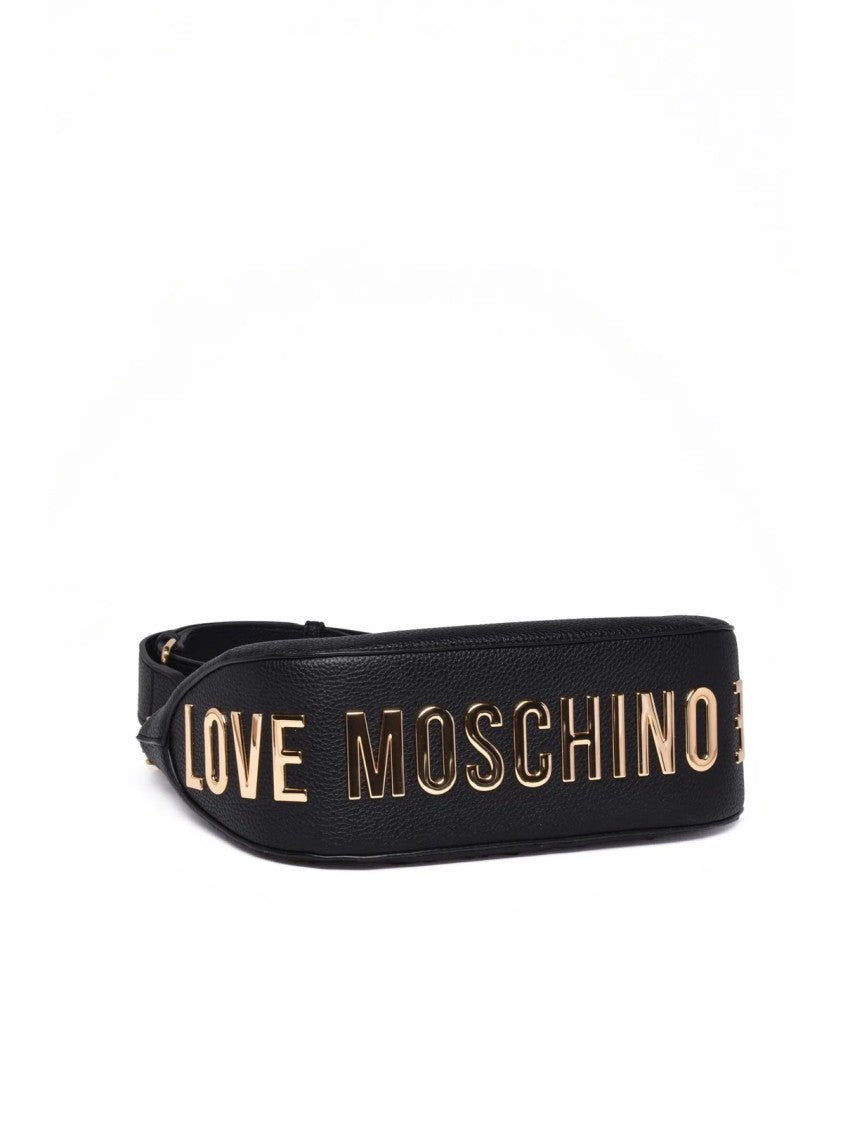 Love Moschino Half Moon Crossbody Bag In Textured Polyurethane