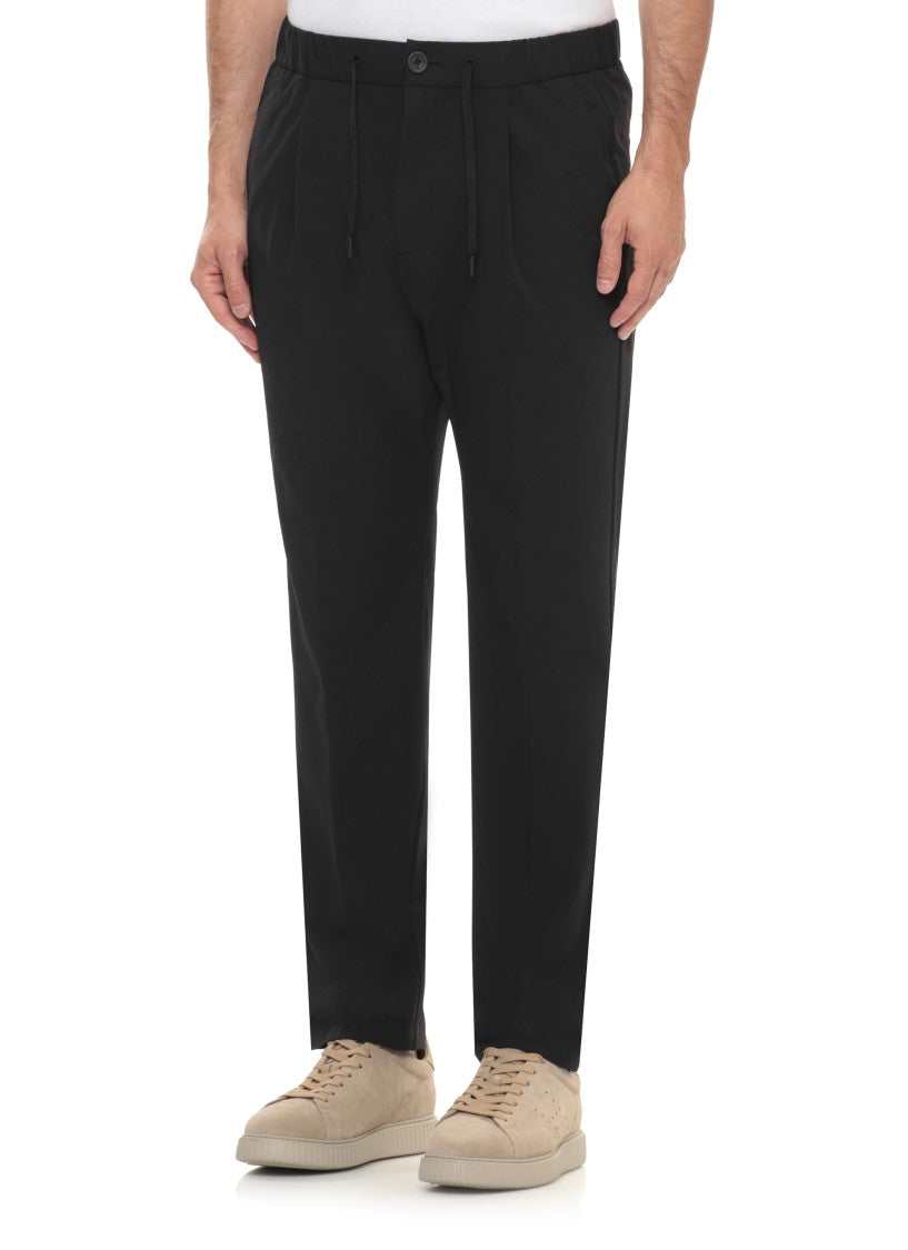 Herno Black Tapered Drawstring Straight-Leg Pants