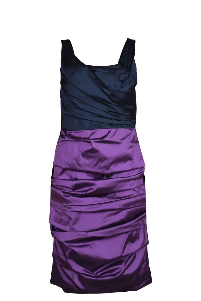 Dolce & Gabbana Pleated Fitted Dress With Navy Blue Bodice