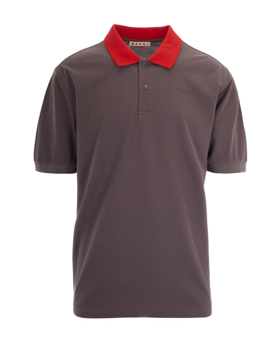 Marni Truffle Piquè Contrast Collar Cotton Polo Shirt