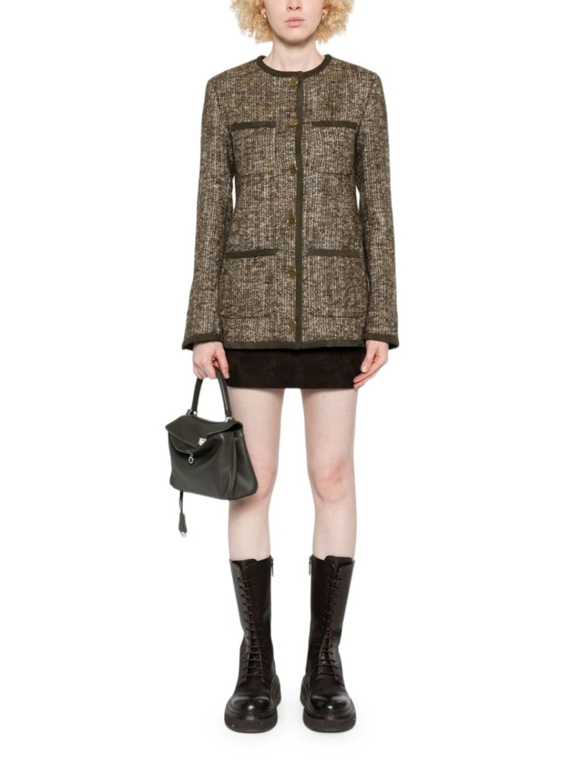 Golden Goose Brown Wool-Blend Structured Patch Jacket