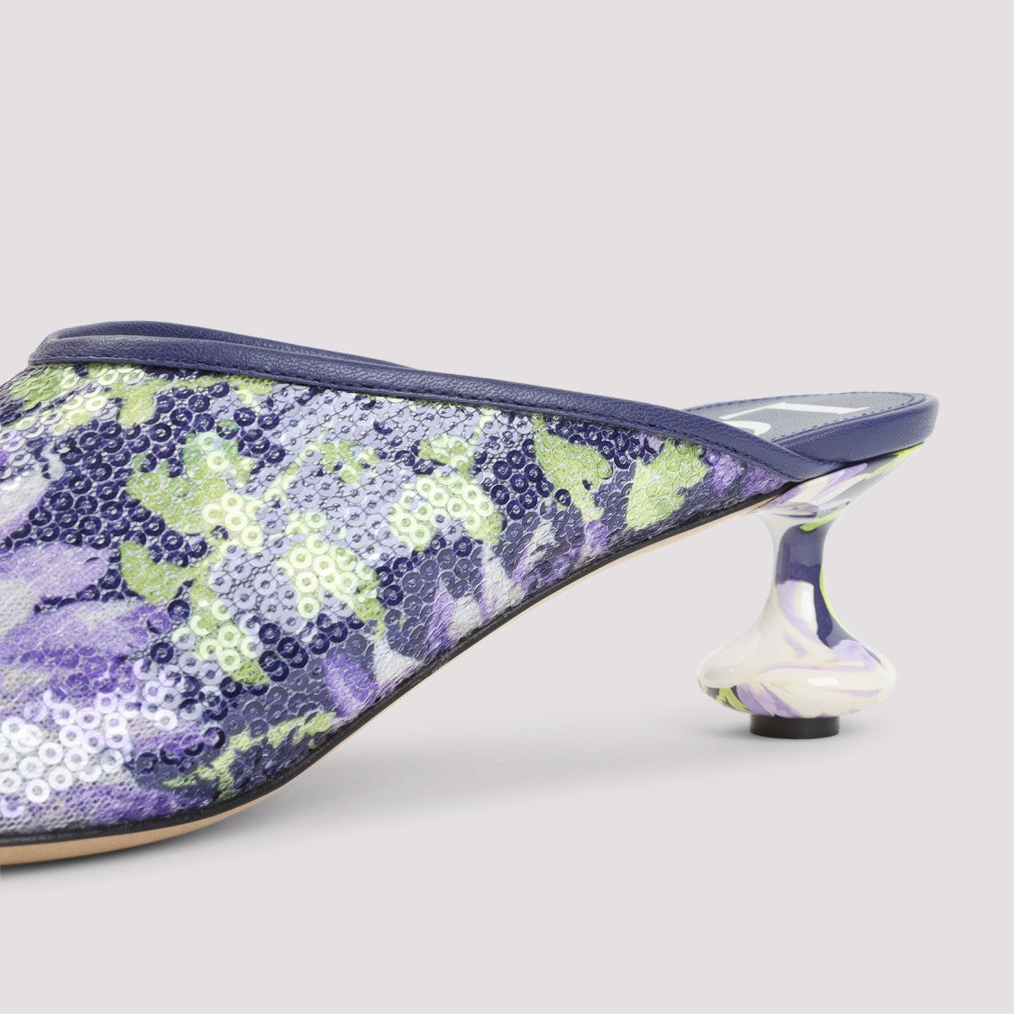 Loewe Toy 45 Sequins Navy And Lilac Polyester Mules