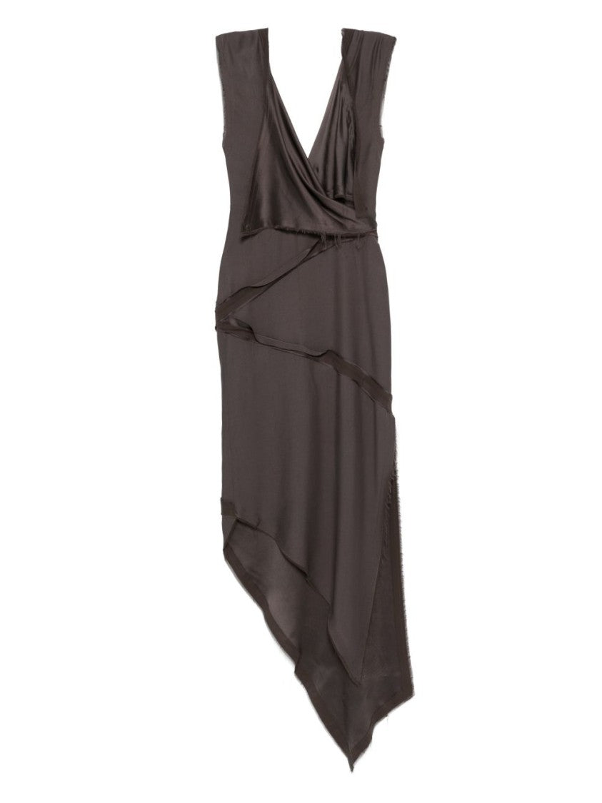 The Attico Asymmetrical Brown Viscose Maxi Dress