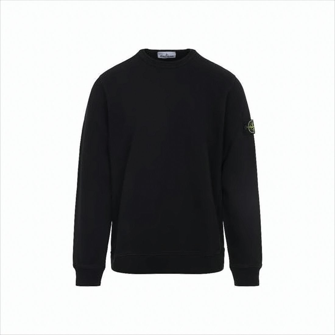 Stone Island Black Long Sleeve Crewneck Sweatshirt With Patch Logo